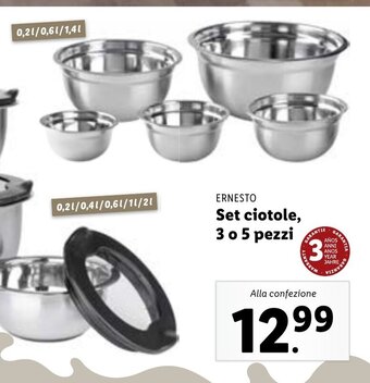 Lidl Ernesto Set ciotole, 3 o 5 pezzi offerta