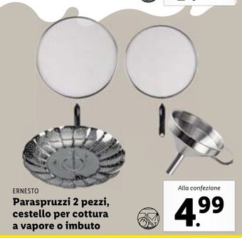 Lidl Ernesto Paraspruzzi 2 pezzi, cestello per cottura a vapore o imbuto offerta