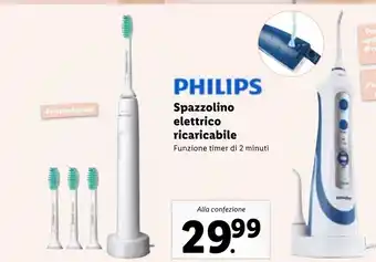 Lidl Philips Spazzolino elettrico ricaricabile Funzione timer di 2 minuti offerta