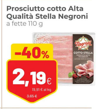 Coop Prosciutto cotto Alta Qualità Stella Negroni a fette 110 g offerta