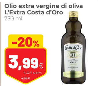 Coop Olio extra vergine di oliva L'Extra Costa d'Oro 750 ml offerta