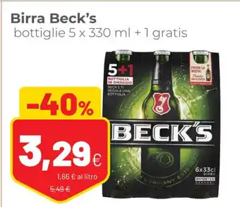 Coop Beck's Birra bottiglie 5 x 330 ml + 1 gratis offerta