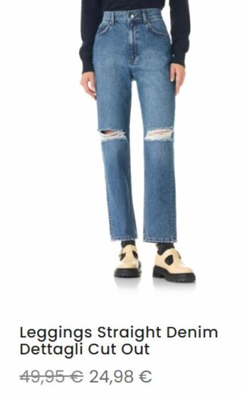 Leggings straight denim dettagli cut out