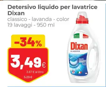 Coop Dixan Detersivo liquido per lavatrice classico-lavanda - color 19 lavaggi - 950 ml offerta