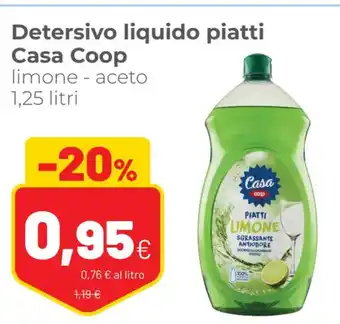 Coop Detersivo liquido piatti Casa Coop limone - aceto 1,25 litri offerta
