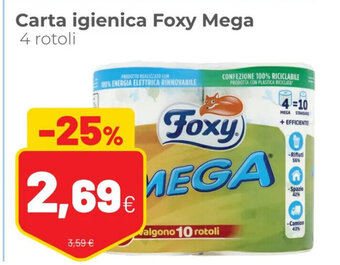 Coop Foxy Mega Carta igienica 4 rotoli offerta