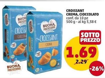 PENNY Croissant Crema, Cioccolato conf. da 10 pz 500 g offerta