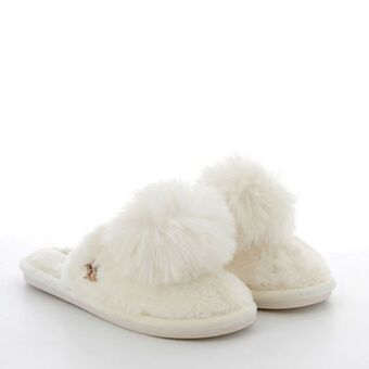 You young coveri - pantofole bianche in peluche con pon pon