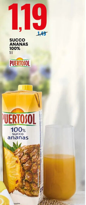 Eurospin Puertosol Succo Ananas 100% 1 l offerta