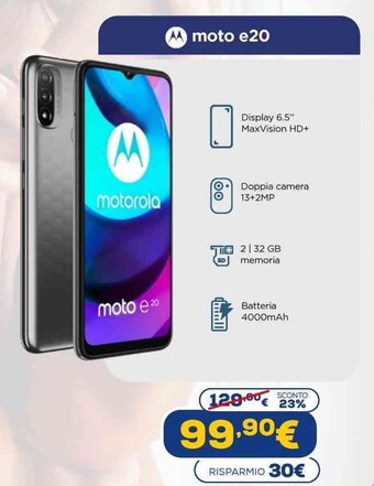 Euronics Motorola moto e20 offerta