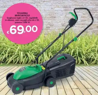 Bennet Tosaerbe Bravo & Facile Lunghezza Taglio cm 32, Regolabile, In Altezza, Cesto Raccogli Erba da L 25, Potenza 1300 W offerta