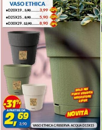 Risparmio Casa Vaso Ethica C/Riserva Acqua D15X15 offerta