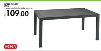 Bennet Keter Tavolo Melody in resina, 160x94 cm, color antracite offerta