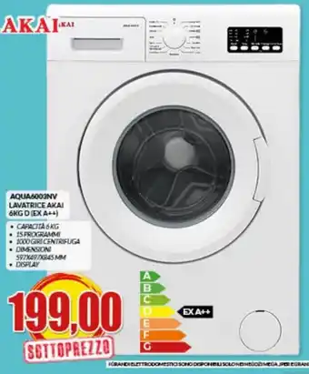 Risparmio Casa Akai Aqua6003NV Lavatrice 6kg D (EX A++) offerta