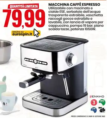 Eurospin Macchina Caffè Espresso 1050 W offerta