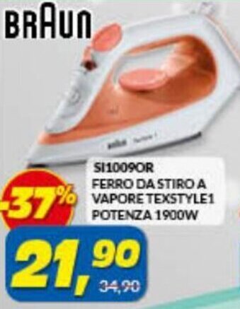 Risparmio Casa Braun SI1009OR Ferro da Stiro a Vapore TEXSTYLE1 Potenza 1900W offerta