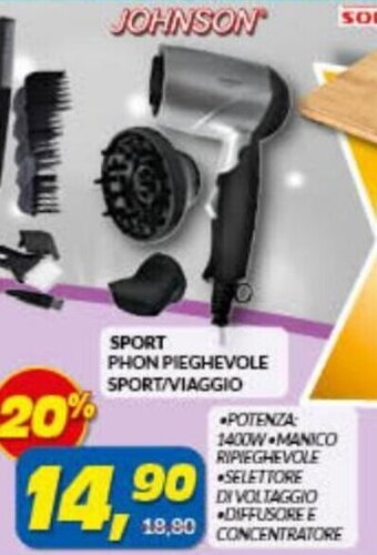 Risparmio Casa Johnson Sport Phon Pieghevole Sport/Viaggio offerta
