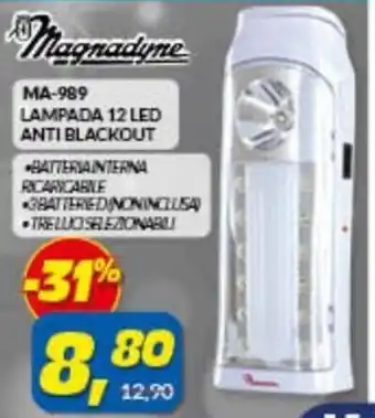 Risparmio Casa Magnadyme MA-989 Lampada 12 Led Anti Blackout offerta