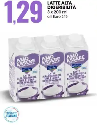 Eurospin Amo Essere Senza Lattosio Latte Alta Digeribilità 3 x 200 ml offerta