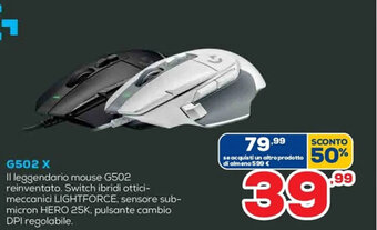 Euronics Logitech G502 X offerta