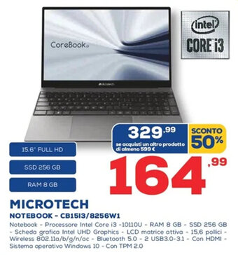Euronics Microtech Notebook - CB1513/8256W1 offerta