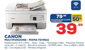 Euronics Canon Multifunzione - Pixma TS7451A offerta