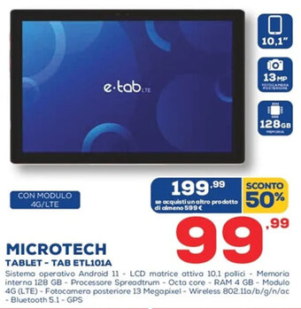 Euronics Microtech Tablet - Tab ETL101A offerta