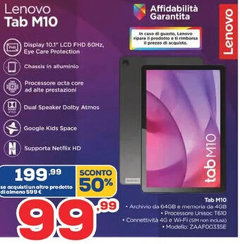Euronics Lenovo Tab M10 offerta