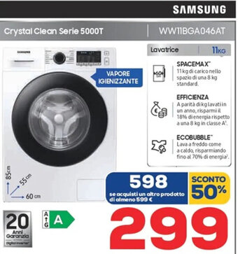 Euronics Samsung Crystal Clean Serie 5000T WW11BGA046AT offerta