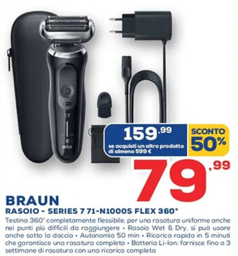 Euronics Braun Rasoio - Series 7 71-N1000S Flex 360 offerta