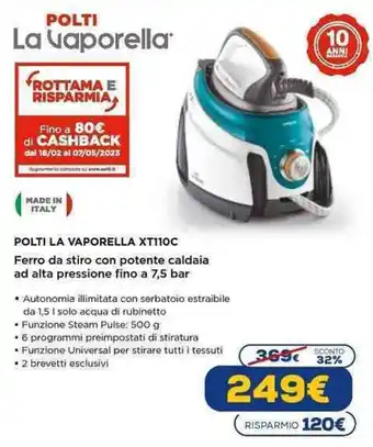 Euronics Polti La Vaporella XT110C offerta