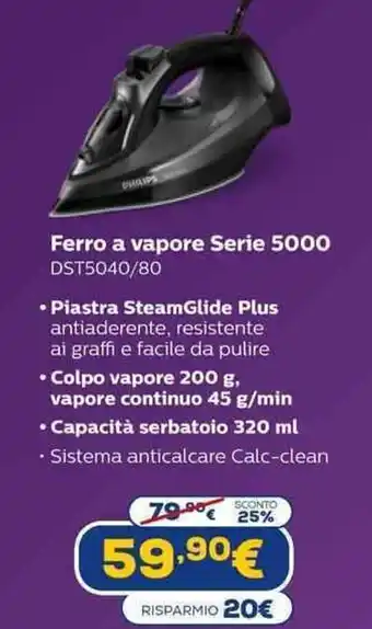 Euronics Philips Ferro a vapore Serie 5000 DST5040/80 offerta