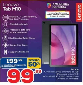 Euronics Lenovo Tab M10 offerta