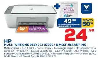 Euronics HP Multifunzione Deskjet 2720E + 6 Mesi Instant Ink offerta