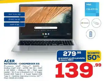 Euronics Acer Notebook - Chromebook 315 offerta