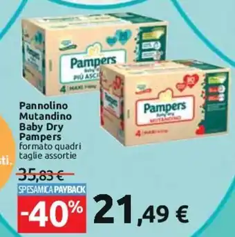Carrefour Pannolino Mutandino Baby Dry Pampers formato quadri taglie assortie offerta