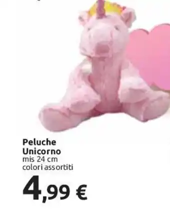 Carrefour Peluche Unicorno mis 24 cm colori assortiti offerta