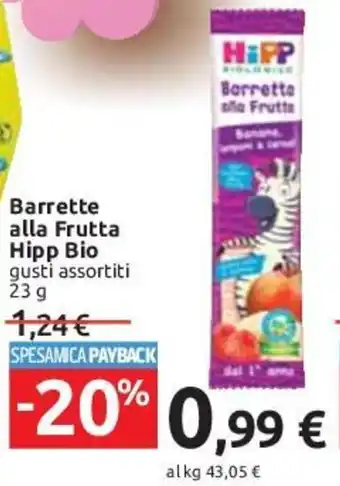 Carrefour Hipp Bio Barrette alla Frutta gusti assortiti 23 g offerta