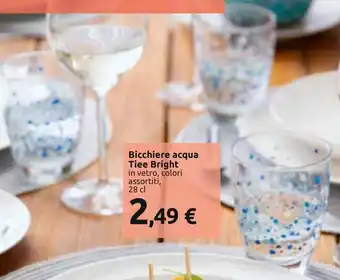 Carrefour Bicchiere acqua Tiee Bright in vetro, colori assortiti, 28 cl offerta