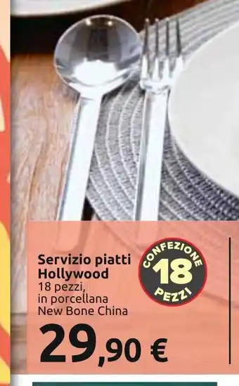 Carrefour Servizio piatti Hollywood 18 pezzi, in porcellana New Bone China offerta