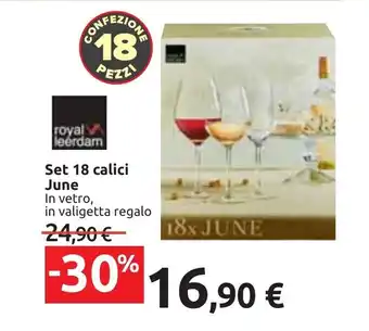 Set 18 calici June In vetro, in valigetta regalo
