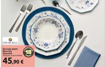 Carrefour Servizio piatti Rose blu Churchill 18 pezzi, in porcellana offerta