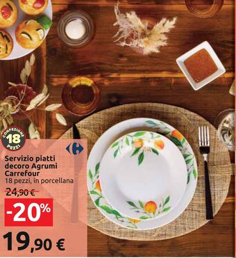 Carrefour Carrefour Servizio piatti decoro Agrumi 18 pezzi, in porcellana offerta