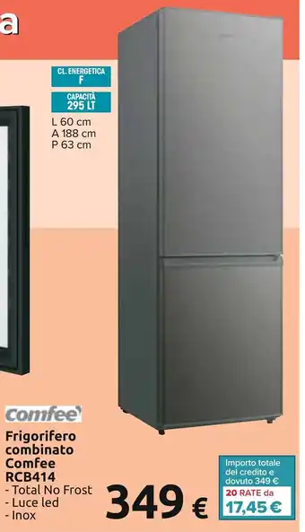 Carrefour Comfeè Frigorifero combinato Comfee RCB414 Total No Frost Luce Led Inox offerta