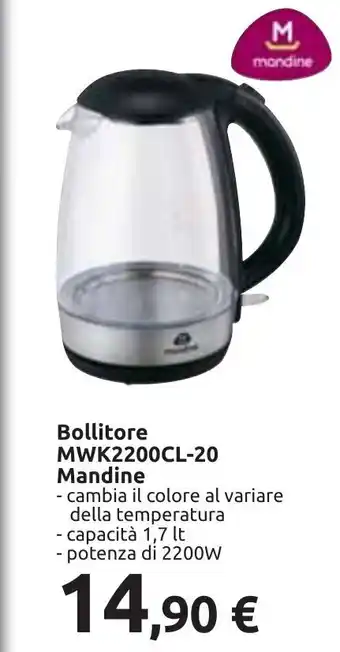 Carrefour Bollitore MWK2200CL-20 Mandine 1,7 lt 2200W offerta