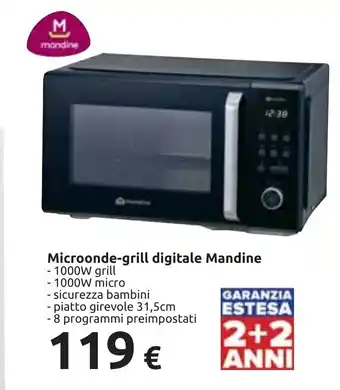 Carrefour Microonde-grill digitale Mandine 1000W grill offerta