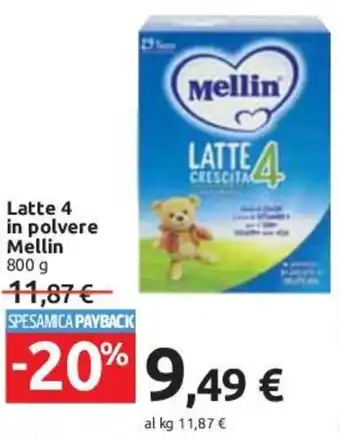 Carrefour Mellin Latte 4 in polvere 800 g offerta
