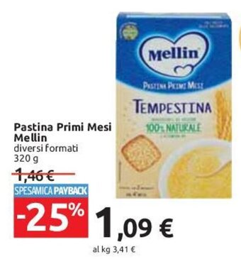 Carrefour Mellin Pastina Primi Mesi diversi formati 320 g offerta