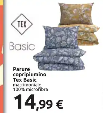 Carrefour Tex Basic Parure copripiumino matrimoniale 100% microfibra offerta