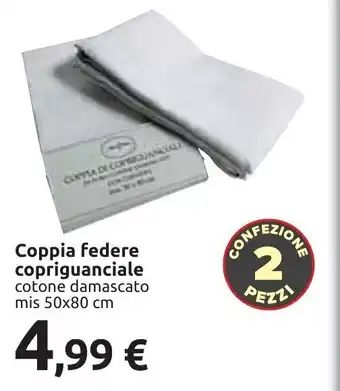 Carrefour Coppia federe copriguanciale cotone damascato mis 50x80 cm offerta